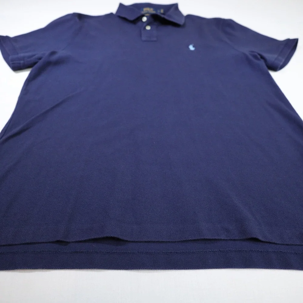 Polo Ralph Lauren Polo Shirt Mens L Navy Blue Pony Custom Slim Fit Mesh Cotton